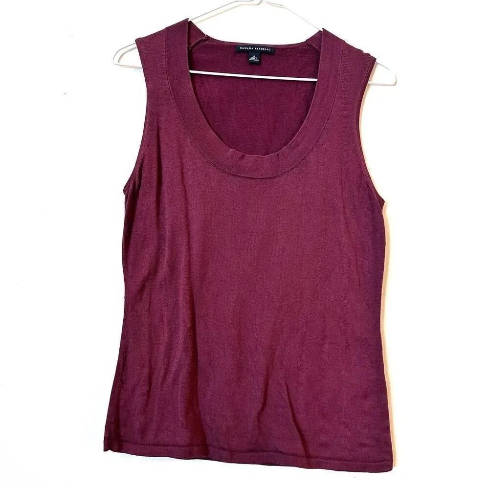 Banana Republic Scoop Neck Sleeveless Tank Top Burgundy Red Small